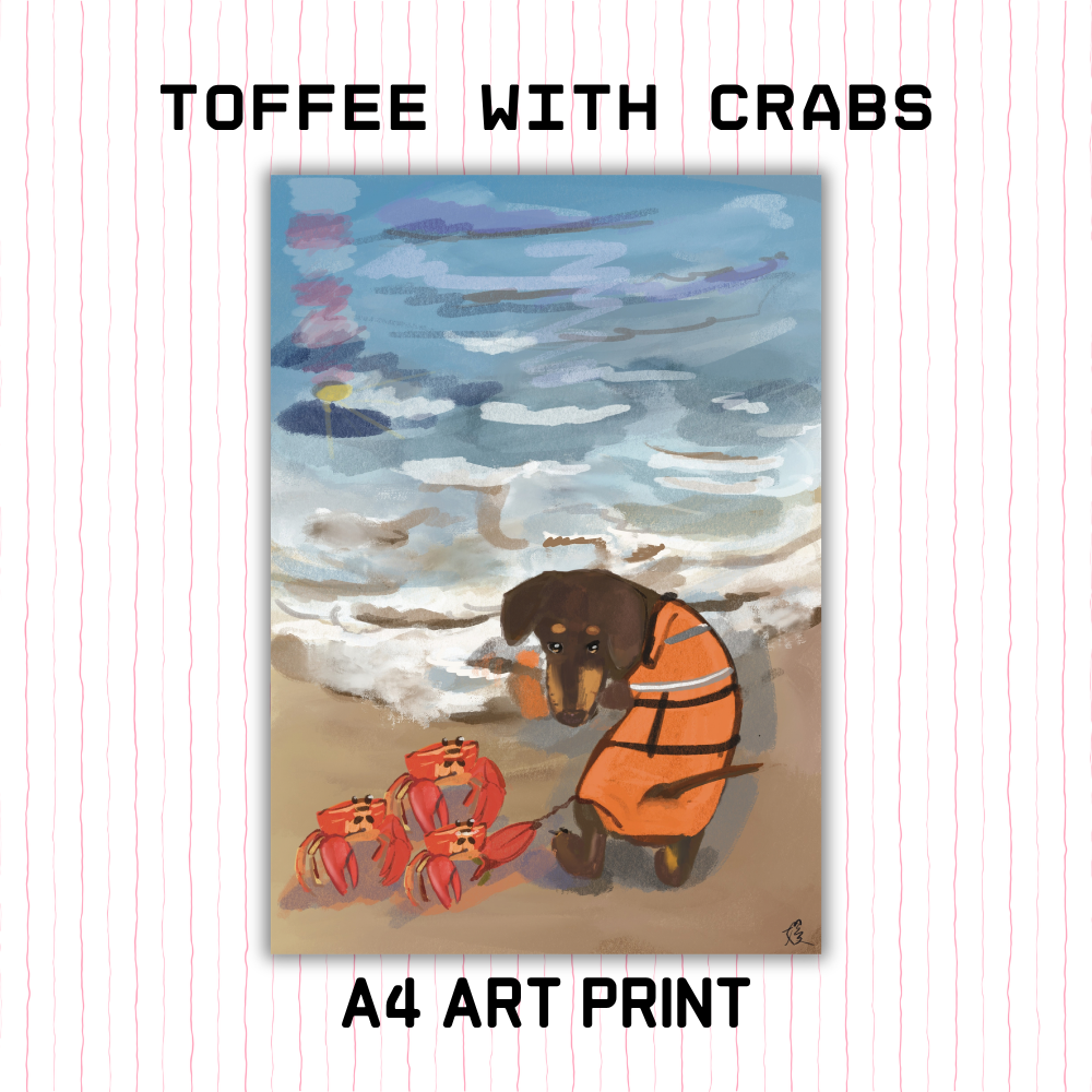 A4 Art Print - Toffee with Crabs
