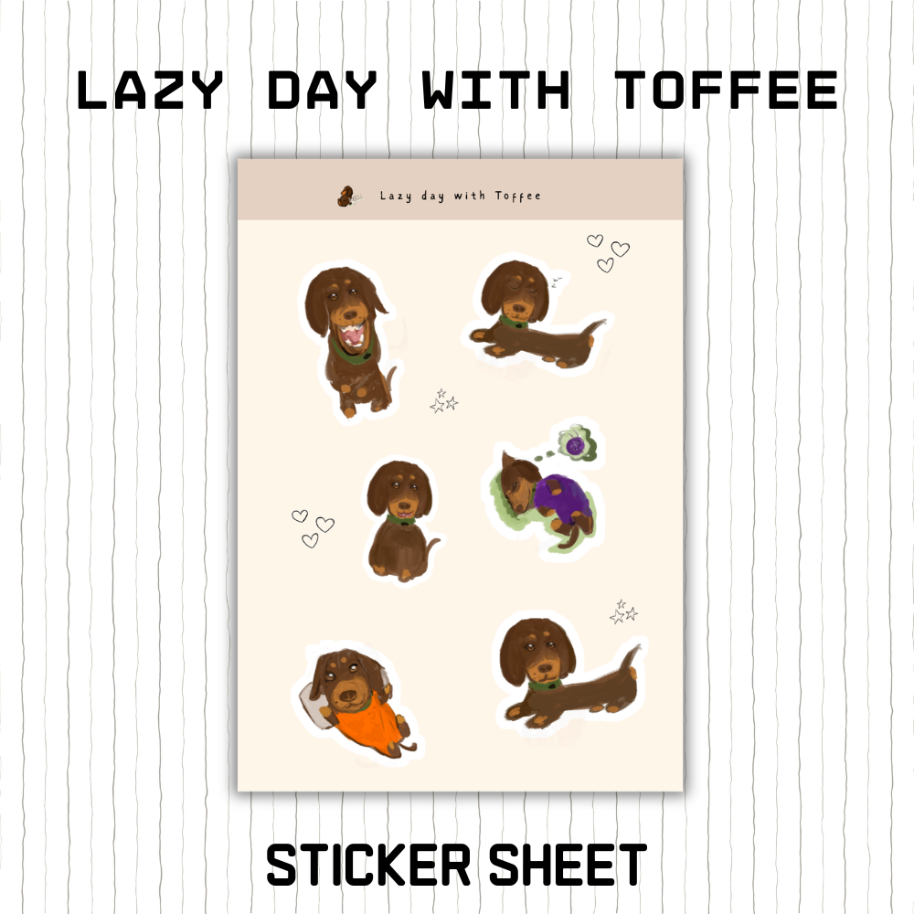 Sticker Sheet  - Lazy Day with Toffee