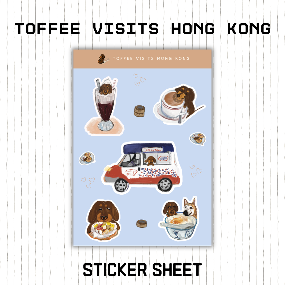 Sticker Sheet - Toffee visits Hong Kong